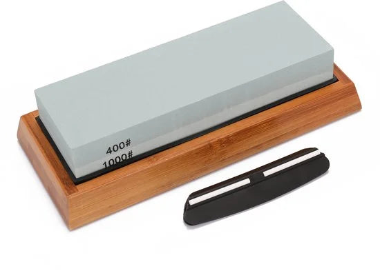 Dubbelzijdige Wetsteen Set 400/1000 & 3000/8000 – Premium Slijpsteen – Antislip Basis – Messen & Gereedschappen