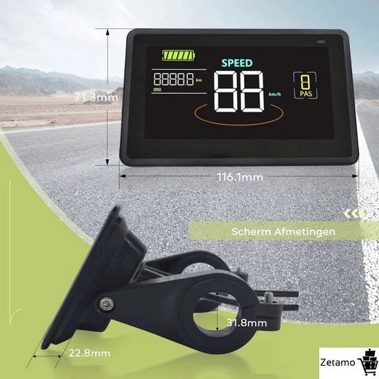 H6C Display - Geschikt voor Ouxi - V20 fatbike LCD scherm 25 km/u begrensd