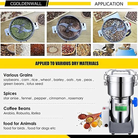 Elektrische Graanmolen - Kruidenmolen - Moutmolen - Specerijenmolen - Spice Grinder - Kruidenmolen Elektrisch - 800G - 2500W/220V - RVS