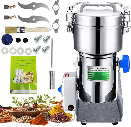 Elektrische Graanmolen - Kruidenmolen - Moutmolen - Specerijenmolen - Spice Grinder - Kruidenmolen Elektrisch - 800G - 2500W/220V - RVS