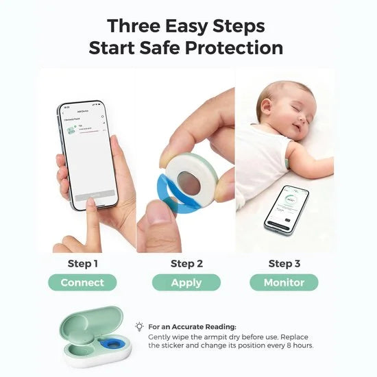 Baby Thermometer met App – Slimme Koortsthermometer voor Baby's – Real-Time Temperatuurmonitoring – Draadloos