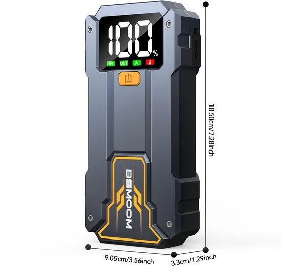 12V Jumpstarter voor Auto - 5000A - 3-in-1 Starthulp - LED Zaklamp, SOS Noodlicht en Powerbank -Zwart