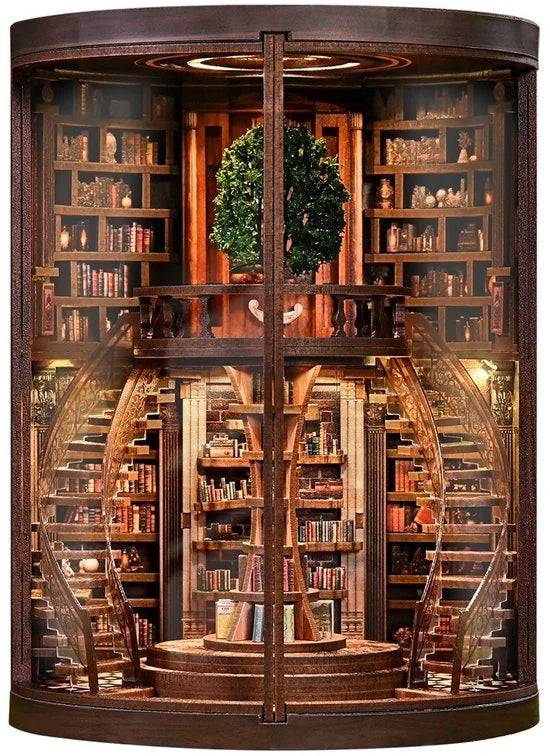 Miniatuur bouwpakket Wisdom Rings Library - 3D Puzzel met Handleiding - DIY - Miniatuur Modelbouw Hout Kinderen en Volwassenen - Houten bouwpakket