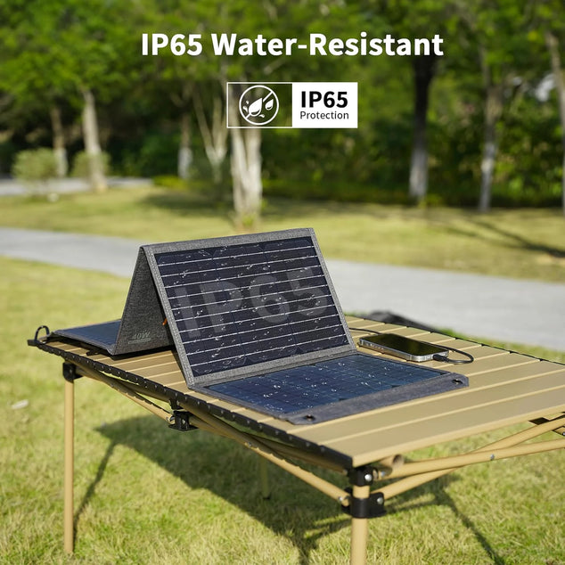 40W Portable Solar Panel Charger with USB C, USB A and DC Outputs