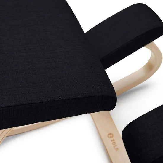 Kniestoel - Ergochair - Ergonomische werkkruk en Bureaustoel - Werkkruk - Max 130 kg - Naturel Hout, Zwart Linnen