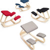 Kniestoel - Ergochair - Ergonomische werkkruk en Bureaustoel - Werkkruk - Max 130 kg - Naturel Hout, Zwart Linnen
