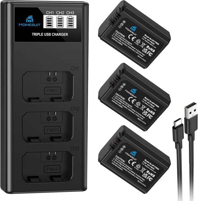 NP-FW50 accu 1300 mAh en LCD-oplader kit