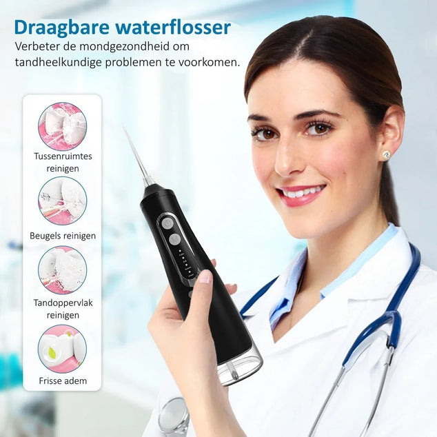 Waterflosser Draadloos zwart 310ml 4 standen