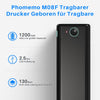 M08F Thermal Printer - Draagbare Draadloze A4 Mobiele Printers voor Thuisgebruik Kantoor, Bluetooth Inkless Printer Compatibel met Laptops & Smartphone,Zwart