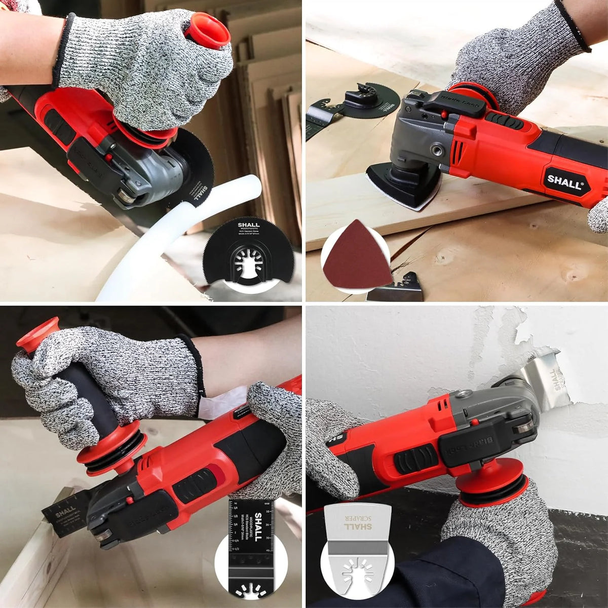 SHALL 102pcs Oscillating Multitool Blades  Oscillating Saw Blades  Quick Release Multitool Blades Kit  Tool Blades Accessories Kits with Storage Case for Wood Plastic Metal Nails Bolts