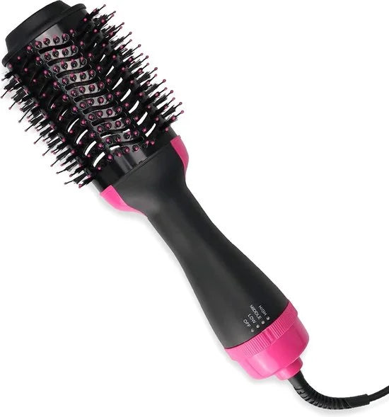 3-in-1 Föhnborstel - Airstyler - Stijlen, Krullen en Extra Volume - Multistyler - Krulborstel - Warmteborstel - 360 Flow - 1000W - Ø 45 mm - Zwart/Roze