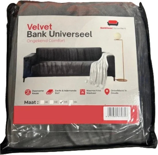 Velvet Bankhoes – Hoekbank – M3 (175-220cm) – Bankbeschermer – Zetelhoes & Zetelbeschermer - Bankhoezen voor Hoekbank - Sofa Cover - Donkerbruin