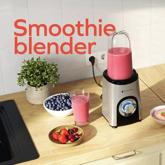 Smoothie Blender - 2-in-1 - Blender to Go - 4 Bekers - Smoothie Maker To Go - Mini Blender - Zilver