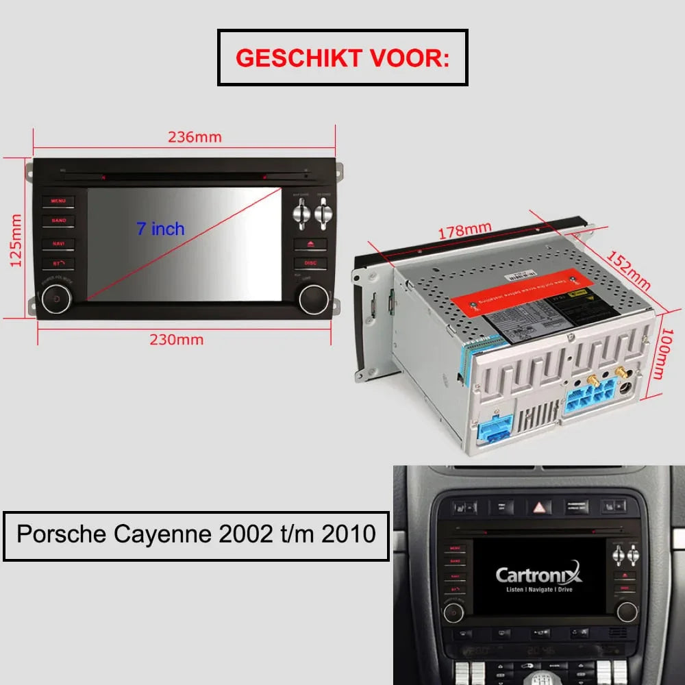 Carplay autoradio voor Porsche Cayenne | 2002 t/m 2010 | Apple Carplay & Android Auto
