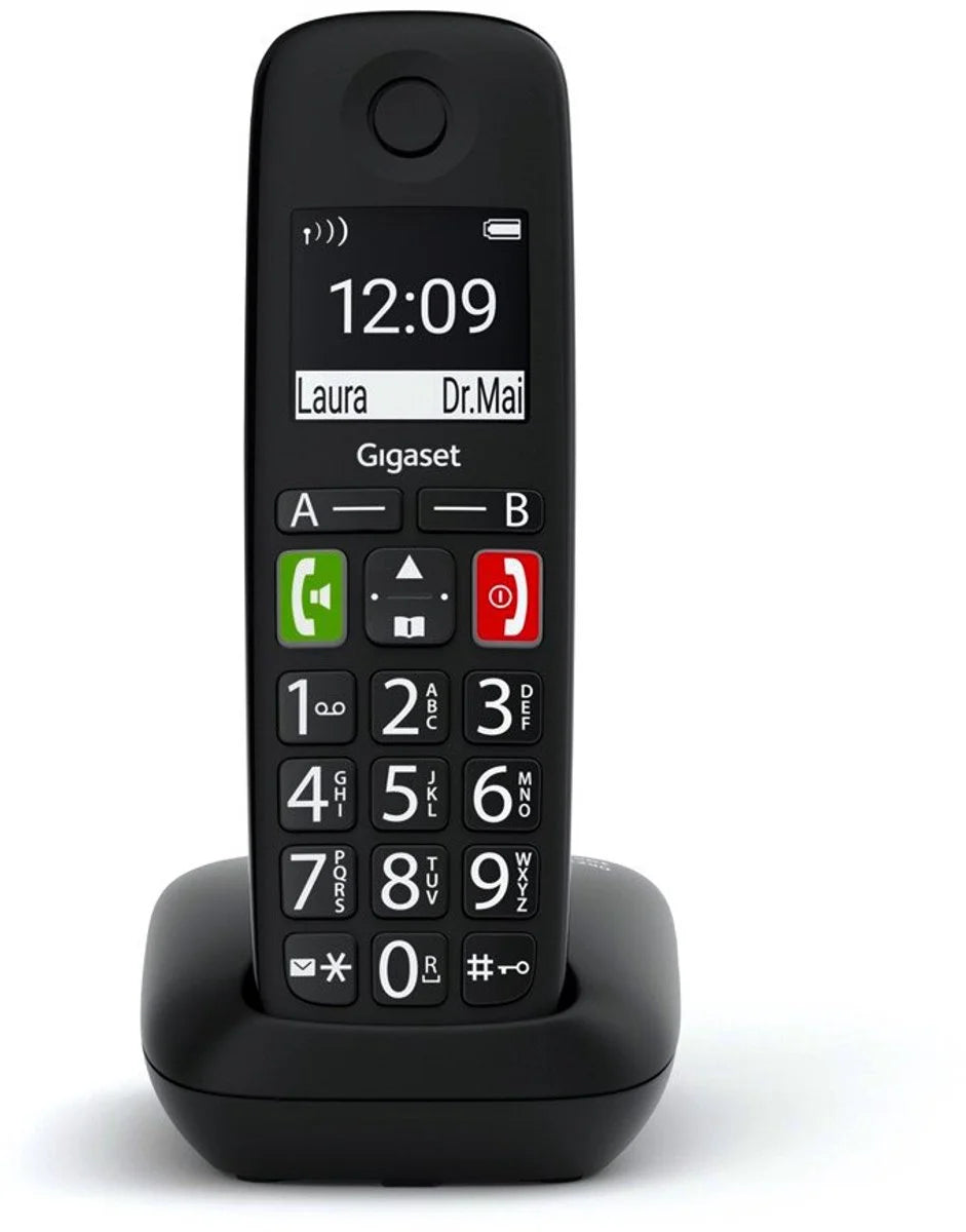 Gigaset E290 E - Draadloze thuistelefoon voor senioren - met zeer grote verlichte toetsen - extra luid belvolume functie - compatibel met gehoorapparaat - zwart