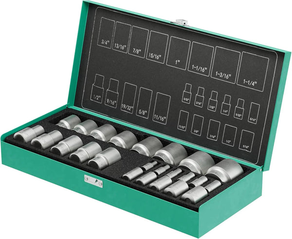 Dopsleutelset  inch 1/4 & 1/2 inch 24 stuks