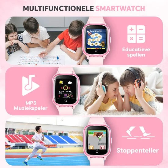Rock&Rose 4G GPS Horloge Kind - SOS Functie - Kinder Smartwatch - Kinderhorloge Meisje Smartwatch - Smartwatch Kinderen - Roze