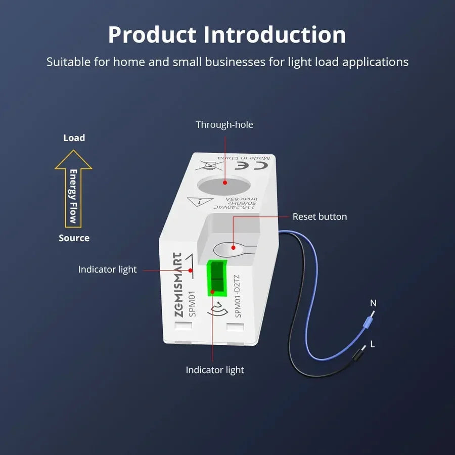 Zigbee 3.0 1-fase slimme energiemonitor Zigbee 3.0 / SPM01-serie
