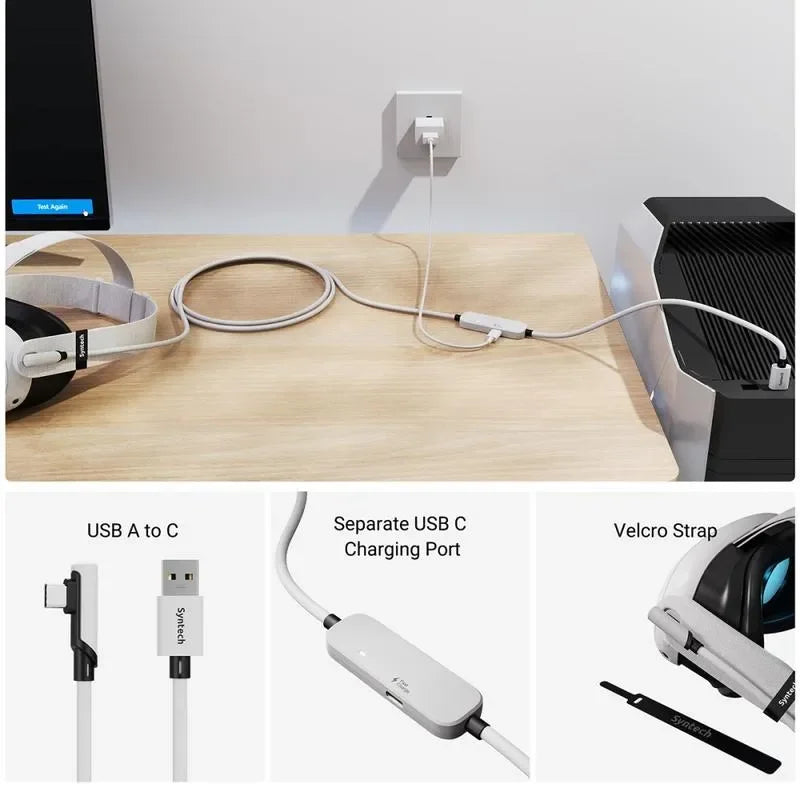 Syntech M32C1-5 5m VR Link-oplaadkabel voor Meta Quest 3S/3/2 - Wit