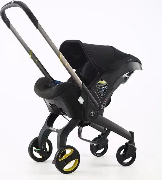 Seastone - Innovatieve Multifunctionele 4 In 1 Kinderwagen - Kinderwagen - Autostoel - Autozitje - Makkelijk inklapbaar vliegtuig - Opvouwen wordt Autostoel - Zwart