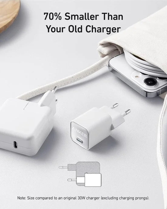 Anker GaN USB C oplader van 30W, 511-oplader (Nano 3), PIQ 3.0 PPS-snellader, Anker Nano 3 - Phantom Black