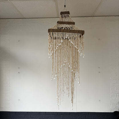 Schelpenkroonluchter 140x40x40 cm – Natuurlijke Eyecatcher met Boho-Chic Uitstraling
