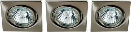 A1G1.1 - 0 - Prolight halogeen inbouwspot - vierkant - staal - GU10 - 40W - set a 3 stuks