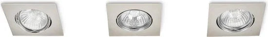 A1G1.1 - 0 - Prolight halogeen inbouwspot - vierkant - staal - GU10 - 40W - set a 3 stuks