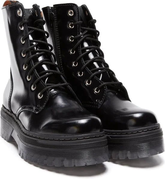 Charles Footwear - Dames Laars 1984 Black Polished - Zwart - Maat 38