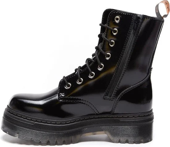 Charles Footwear - Dames Laars 1984 Black Polished - Zwart - Maat 38