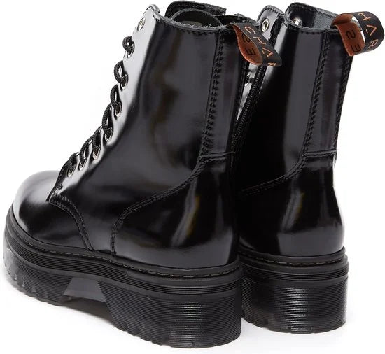 Charles Footwear - Dames Laars 1984 Black Polished - Zwart - Maat 38