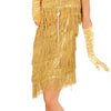 Gouden charleston jurk met haarband en halsband-Maat:XL