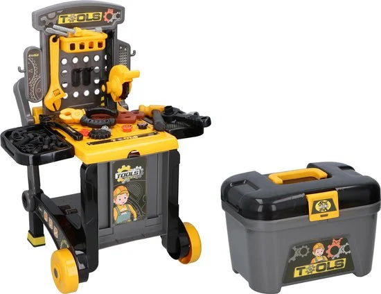 Eddy Toys speelset constructie - 3-in-1: trolley, kar en werkbank - vele accessoires