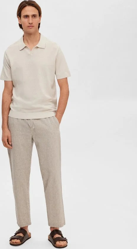 SELECTED HOMME SLHLAKE LINEN SS POLO B Heren Trui - Maat S