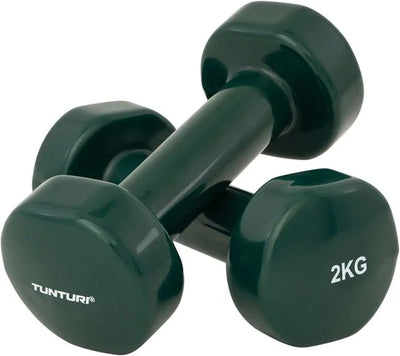 Tunturi Dumbbell set - 2 x 2,0 kg - Vinyl - Groen - incl. gratis fitness app