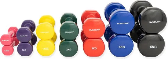 Tunturi Dumbbell set - 2 x 2,0 kg - Vinyl - Groen - incl. gratis fitness app