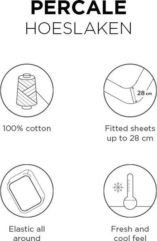 Beddinghouse Percale Hoeslaken-90 x 200-percale-white