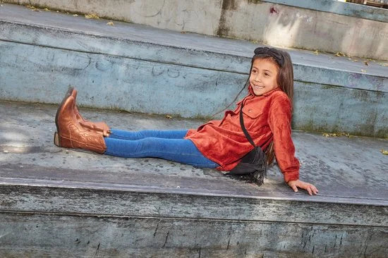 Braqeez 423730-937 Meisjes Cowboy Boots - Bruin - Leer - Veters