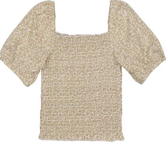 Meisjes t-shirt - Dess - AOP Creme bloemen