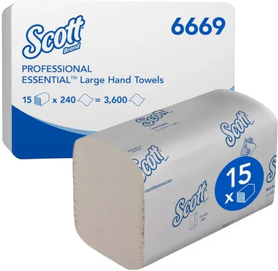 Handdoek scott 6669 ess. i-vouw 1-lgs 20x32cm wit | Doos a 15 pak