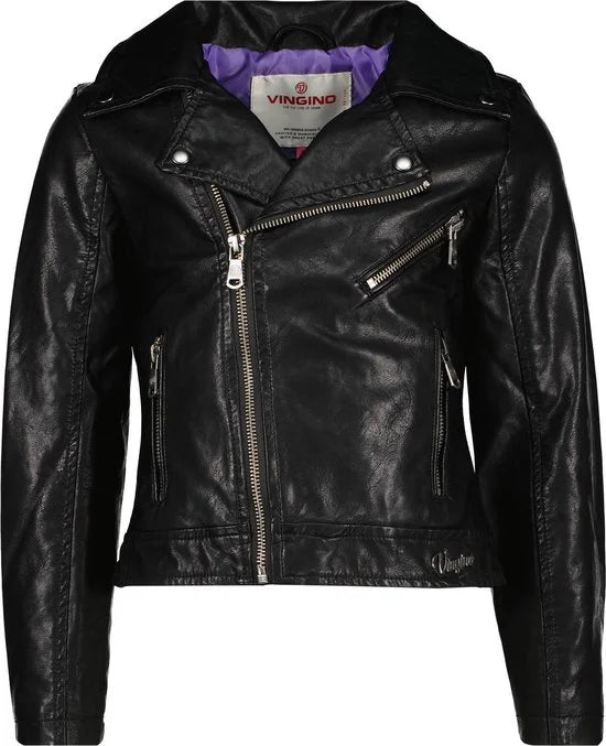Vingino meiden leatherlook vest Temani Deep Black