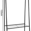 Kledingrek - Schoenenrek - Met twee planken - Voor kleding - Kleding ophangen - Zwart - Metaal