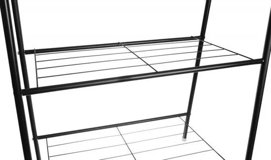 Kledingrek - Schoenenrek - Met twee planken - Voor kleding - Kleding ophangen - Zwart - Metaal