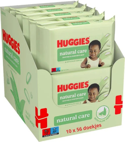 Huggies billendoekjes - Natural Care - 10 x 56 stuks -  560 doekjes - voordeelverpakking