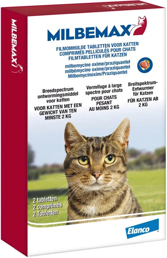 Milbemax Ontworming Tabletten Grote Kat 2 - 8 kg 2 tabletten