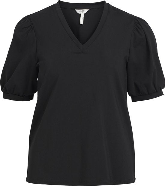 Object Objcaroline S/s Top Tops & T-shirts Dames - Shirt - Zwart - Maat M