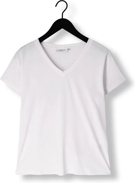 MSCH Copenhagen Mschfenya Modal V Neck Tee Tops & T-shirts Dames - Shirt - Ecru - Maat S/M