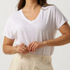 MSCH Copenhagen Mschfenya Modal V Neck Tee Tops & T-shirts Dames - Shirt - Ecru - Maat S/M