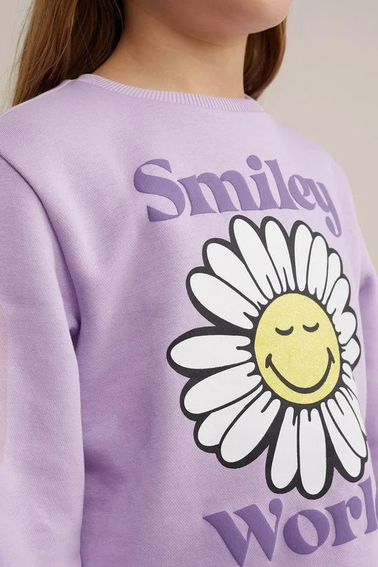 WE Fashion Meisjes SmileyWorld®-sweater met opdruk