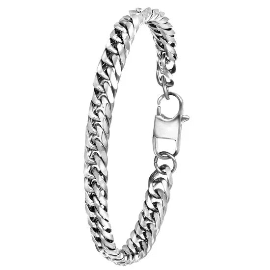 Lucardi Heren Armband gourmet mat - Staal - Armband - Cadeau - 21 cm - Zilverkleurig